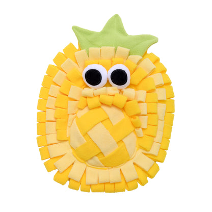 Yellow pineapple slow feeder snuffle mat for boredom relief