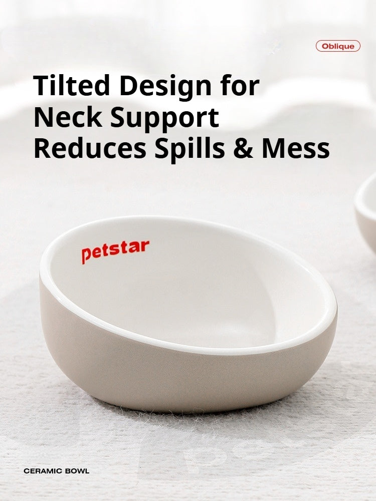 Kovapet Ergo-Tilt raised ceramic cat bowl for neck support