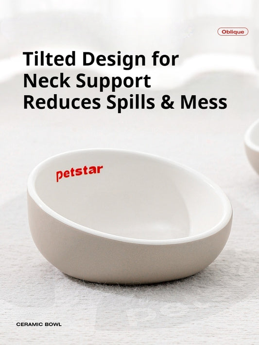 Kovapet Ergo-Tilt raised ceramic cat bowl for neck support