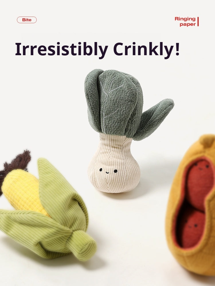 Bok choy snuffle dog toy with treat hiding pocket and squeaker