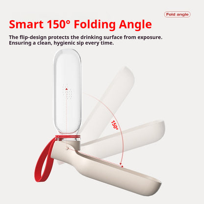 Hygienic foldable dog water dispenser with 150 degree design