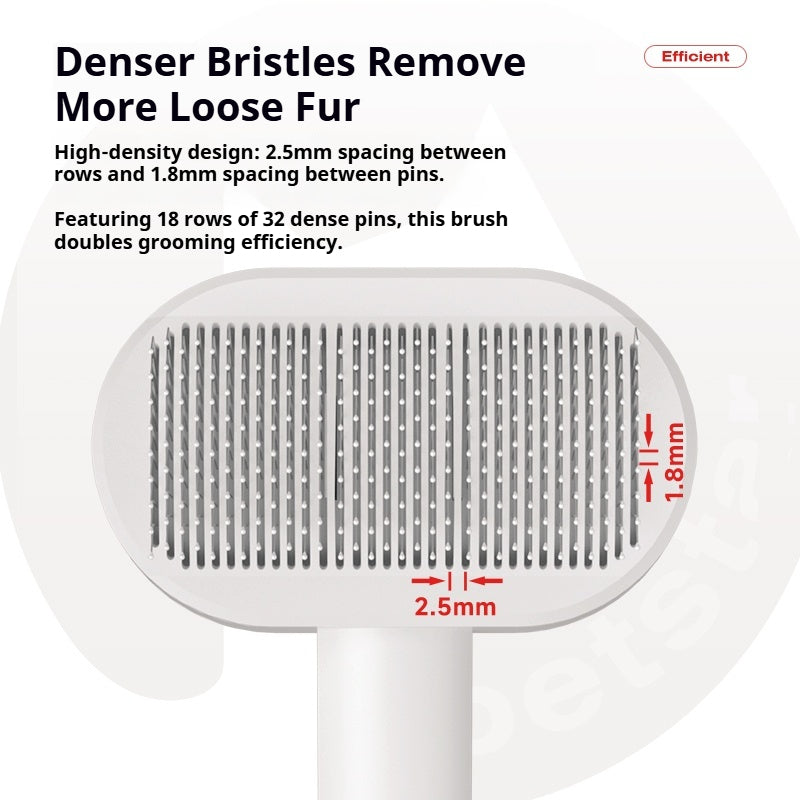 High density pin layout on dog shedding brush for efficient loose fur removal