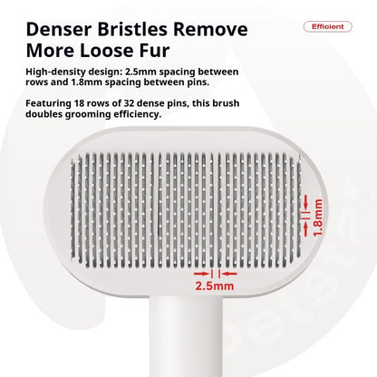 High density pin layout on dog shedding brush for efficient loose fur removal