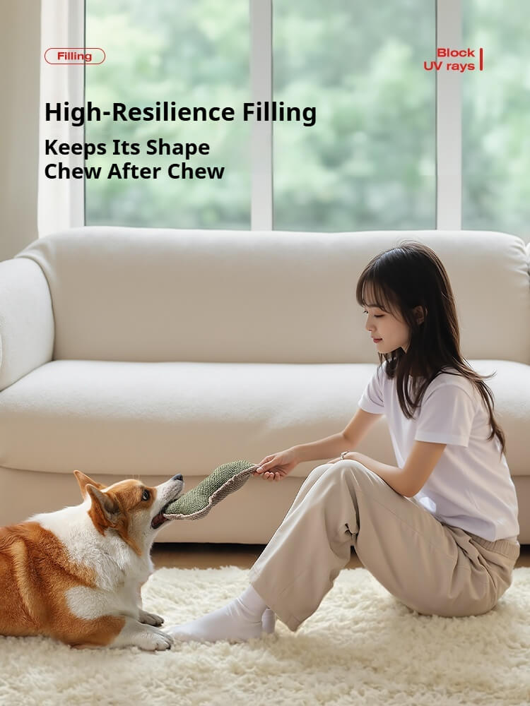 Durable dog bone toy with high resilience filling keeps shape