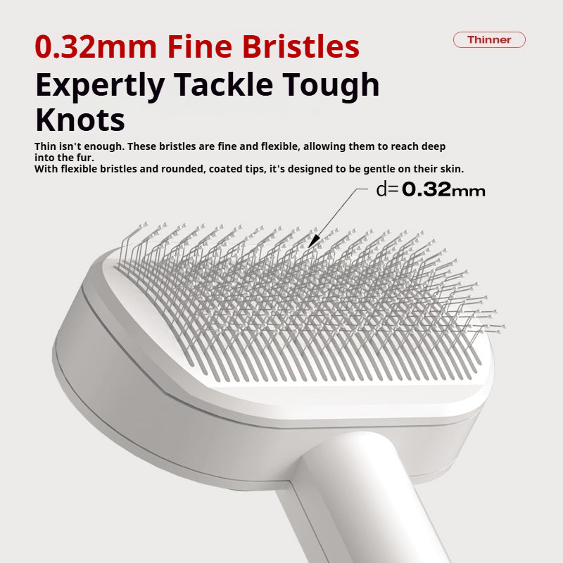 0.32mm fine bristles detail on pet grooming brush for gentle dematting