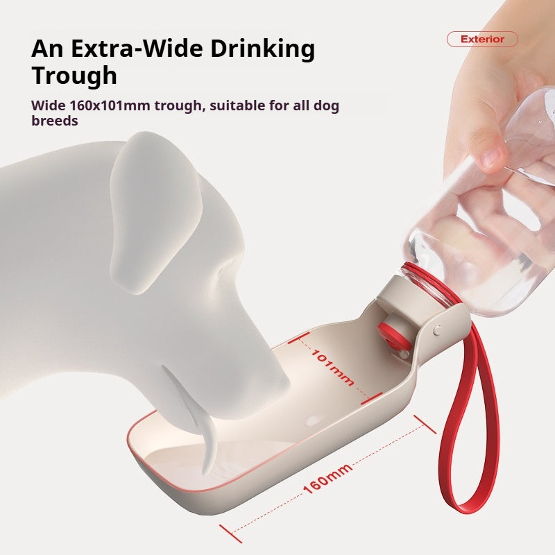 Extra wide trough dog water bottle suitable for large breeds