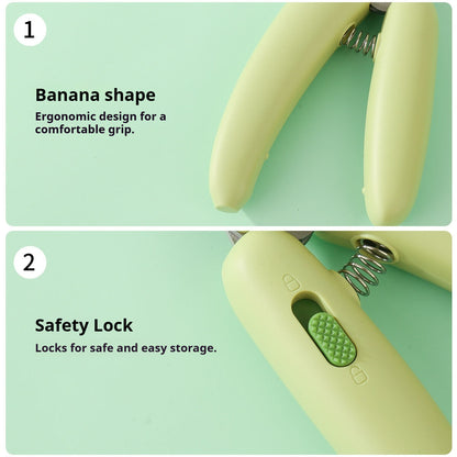 Kovapet™ 'Go-Bananas' Safety Lock Pet Nail Clippers | Ergonomic Trimmer for Dogs & Cats