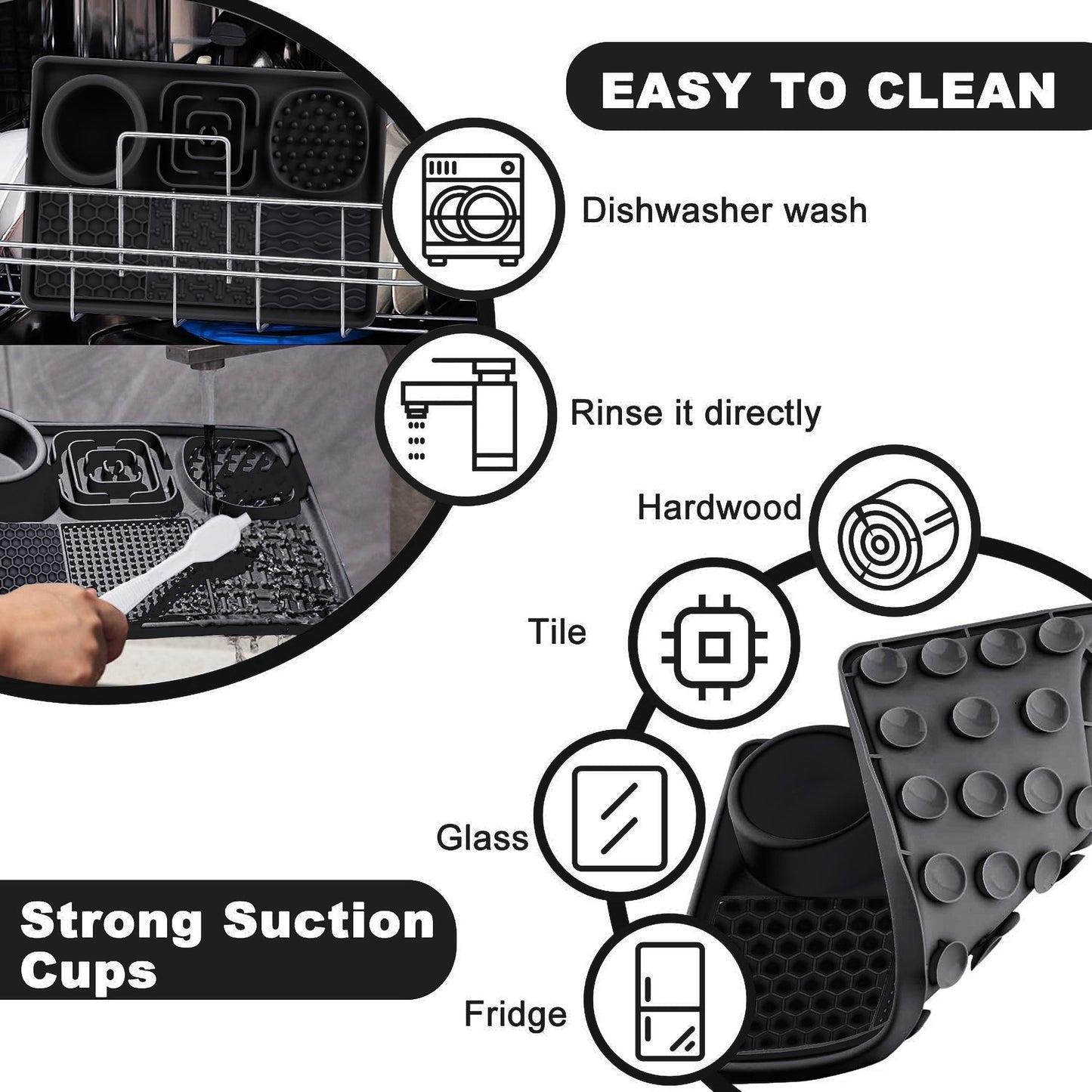 Kovapet™ 'Zen' Silicone Slow Feeder Mat | Suction Cup Slow Feeder for Bath & Grooming